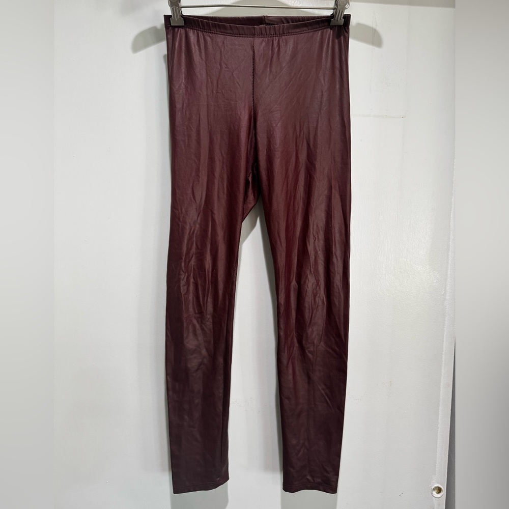 Vintage Y2K liquid faux leather stretch burgundy leggings